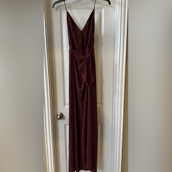 WAYF Maroon Bridesmaid Maxi Wrap V-Neck‎ Dress Size Small Burgundy - Picture 2 of 14